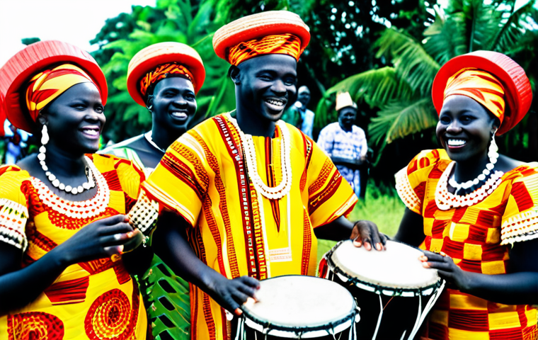 토고의 전통 혼례 복장 - Traditional Attire & Celebration**

"A vibrant Togolese wedding scene, featuring a bride in a colorf...
