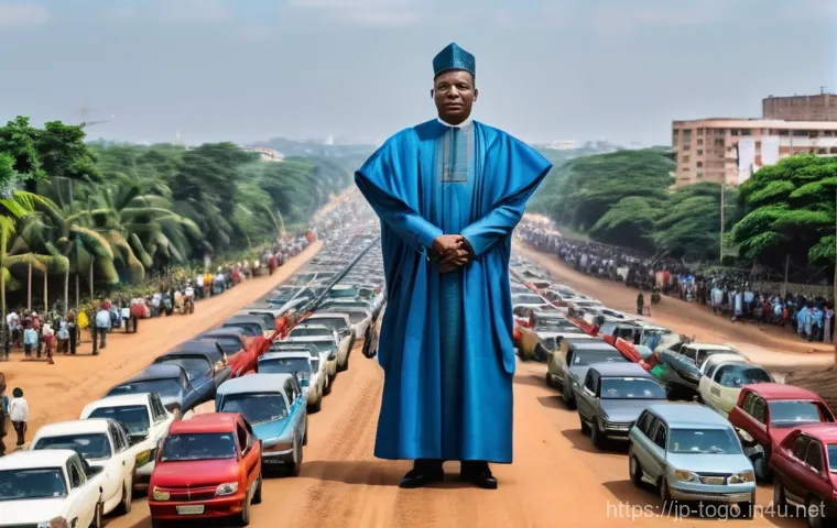 토고 군사 쿠데타 연대기 - **Prompt:** A vibrant scene capturing the bittersweet early years of Togo's independence. In the for... 토고 군사 쿠데타 연대기 - **Prompt:** A vibrant scene capturing the bittersweet early years of Togo's independence. In the for...