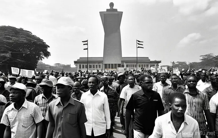 토고 군사 쿠데타 연대기 - **Prompt:** A powerful and complex depiction of Togo under long-term authoritarian rule. The image c... 토고 군사 쿠데타 연대기 - **Prompt:** A powerful and complex depiction of Togo under long-term authoritarian rule. The image c...